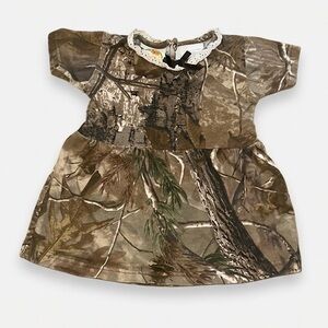 EUC Bass Pro Baby Cotton Dress Camouflage with Lace Collar Size 3-6 Months
